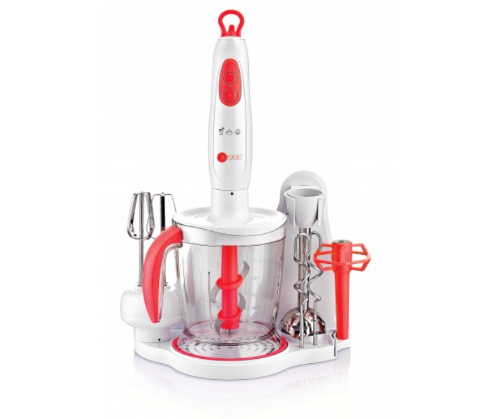 Afra AF-7001BL-SET 700 Watts Stainless Steel 2 speed 5 Piece Hand Blender Set - White and Red - Zoom Image 1