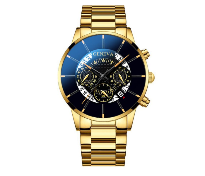 Geneva Top Luxury Brand Waterproof Analog Watches for Men - Gold and Black - Zoom Image 1