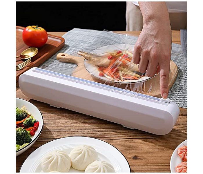 Generic Plastic Food Wrap Dispenser With Slide Cutter Adjustable Cling Film Cutter - Zoom Image 3