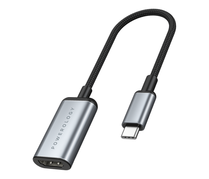 Powerology PHDFCHGY Braided Type-C to HDMI Short Cable - Grey - Zoom Image 1