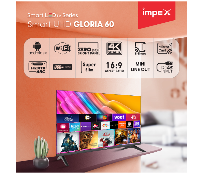 Impex GLORIA 60 UHD 60 Inch Smart TV - Black - Zoom Image 2