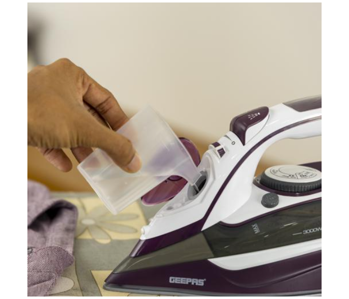 Geepas GSI24025 3000 Watts Ceramic Steam Iron Box - White and Purple - Zoom Image 3