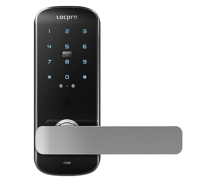 Locpro C100 Simple and Dynamic Design 3 Way Smart Door Lock - Black and Silver - Zoom Image