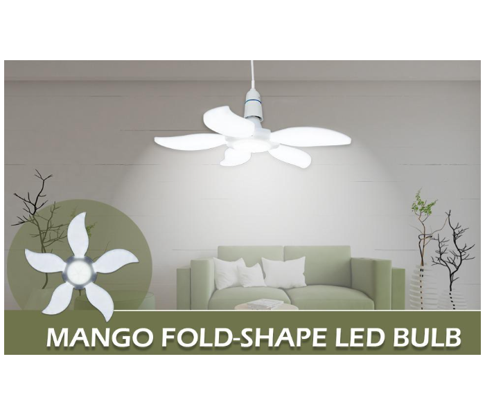 Led 17217 30 Watts Mango 5 Leaf Folding Fancy Lamp E27 - White - Zoom Image