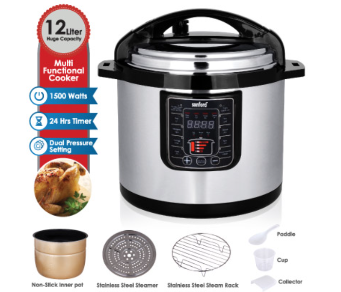 Sanford SF3203EPC 1500Watts Electrical Pressuer Cooker - Silver and Black - Zoom Image