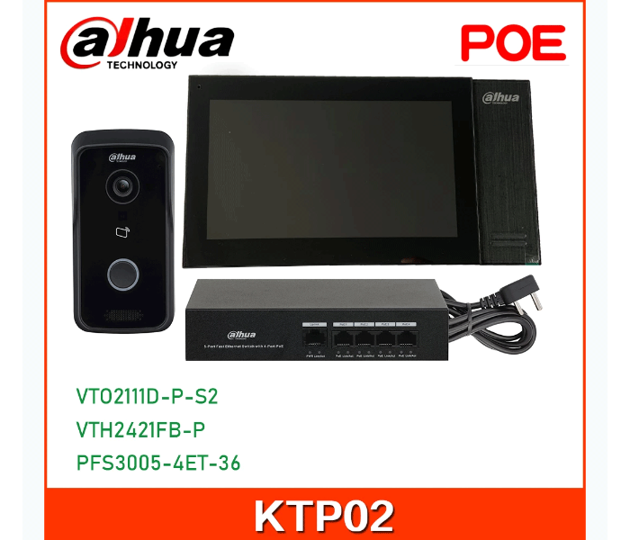 Dahua KTP02 Video Door BellIp Villa Video Intercom Outdoor Station and Indoor Monitor - Black - Zoom Image 1