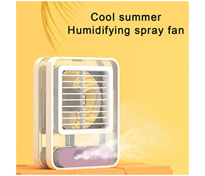 Adjustable Portable Desktop Transparent Spray Light Mini Cooling Fan - White - Zoom Image 3