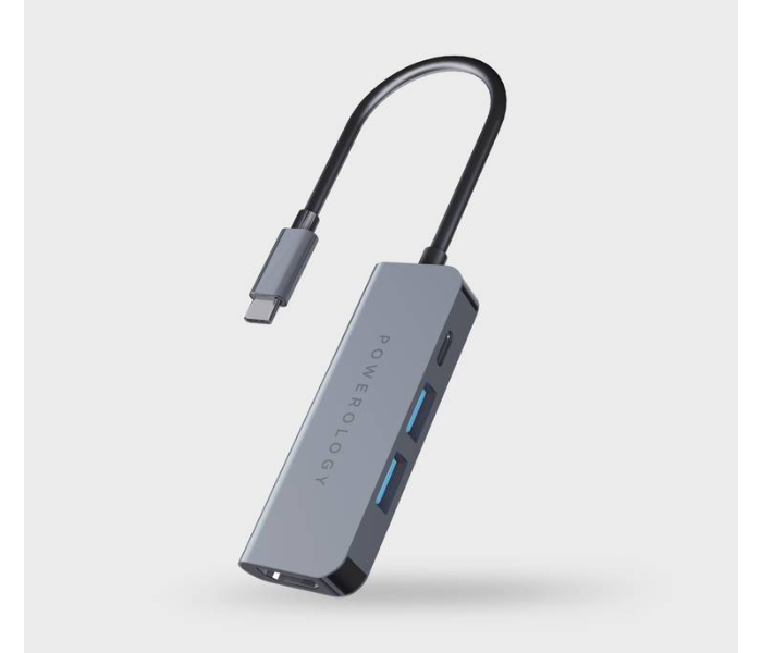 Powerology P4CHBGY USB-C Hub 4 in 1 Charge - Grey - Zoom Image 1