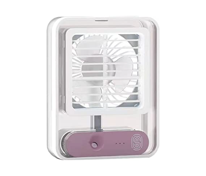 Adjustable Portable Desktop Transparent Spray Light Mini Cooling Fan - White - Zoom Image 1