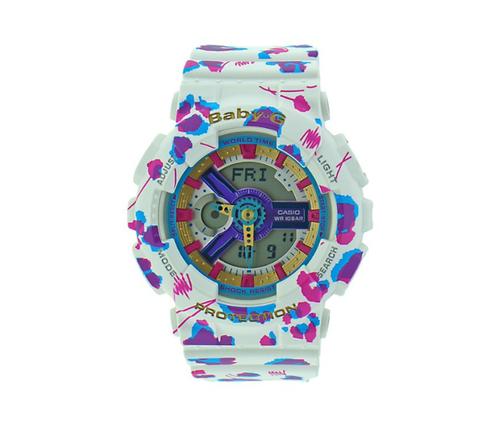 Casio BA-110FL-7ADR Baby-G Flower Leopard Analog-Digital Sports Watch - White - Zoom Image 1