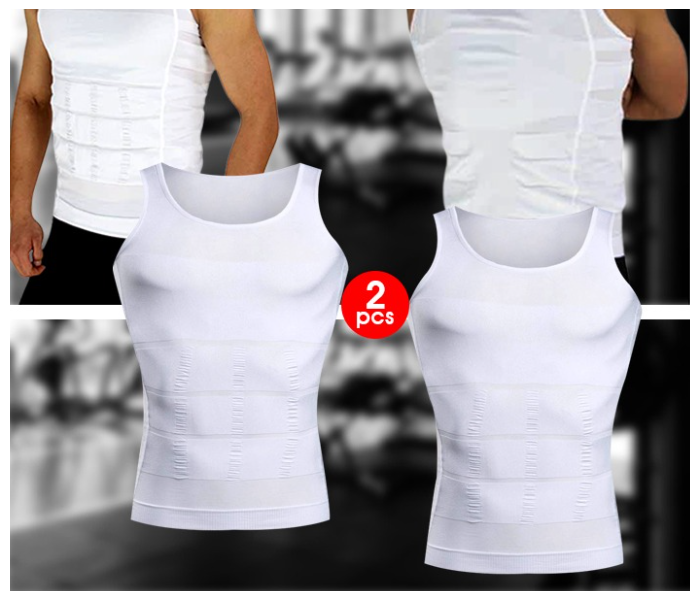 RMN 2 Pieces Combo XL Slim N Lift Slimming Shirt For Men - White - Zoom Image