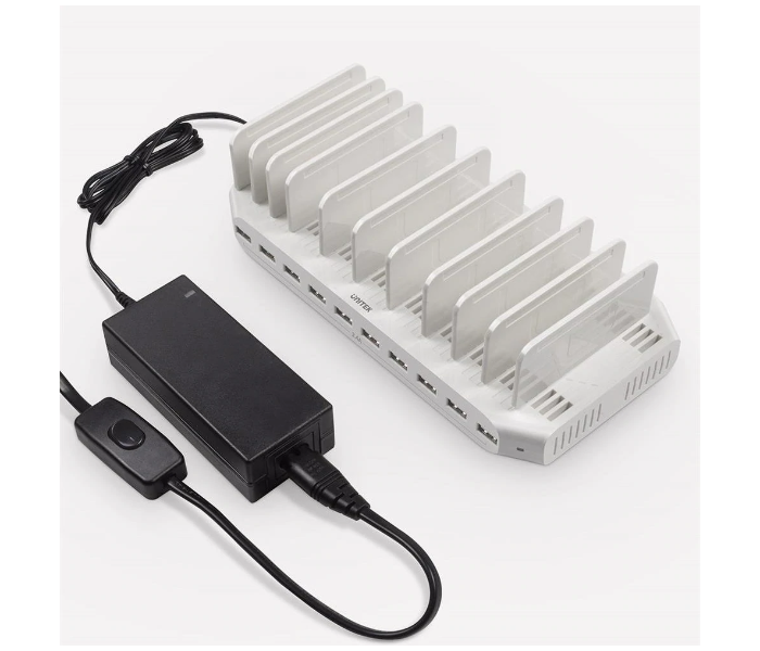 Unitek Y-2172 USB 10-Port Smart Charging Station with Power Adapter - White - Zoom Image 2