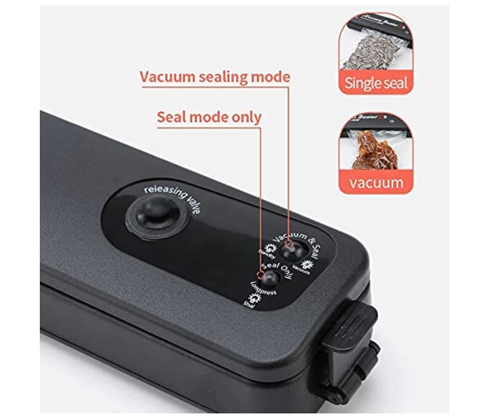 Automatic Food Saver One-Touch Compact Vaccum Sealer Machine with 10 sealing Bags - Black - Zoom Image 5