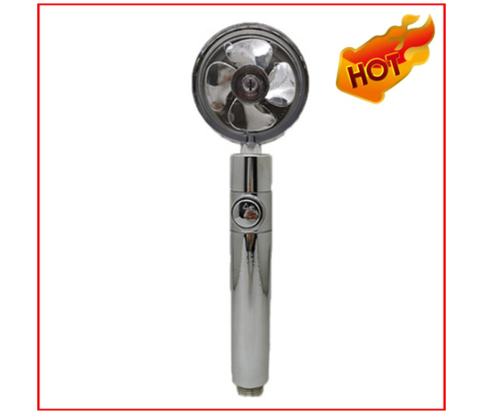 SARI 60 Degrees High Pressure Rotating Shower Head With Small Fan Rain Spary Nozzle - SILVER - Zoom Image 1