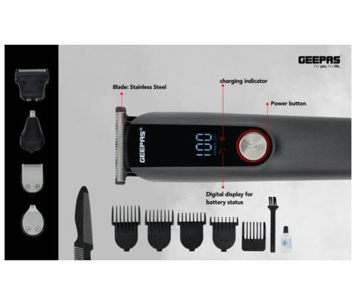 Geepas GTR56048 Digital Rechargeable 11-in-1 Grooming Kit - Black - Zoom Image 2