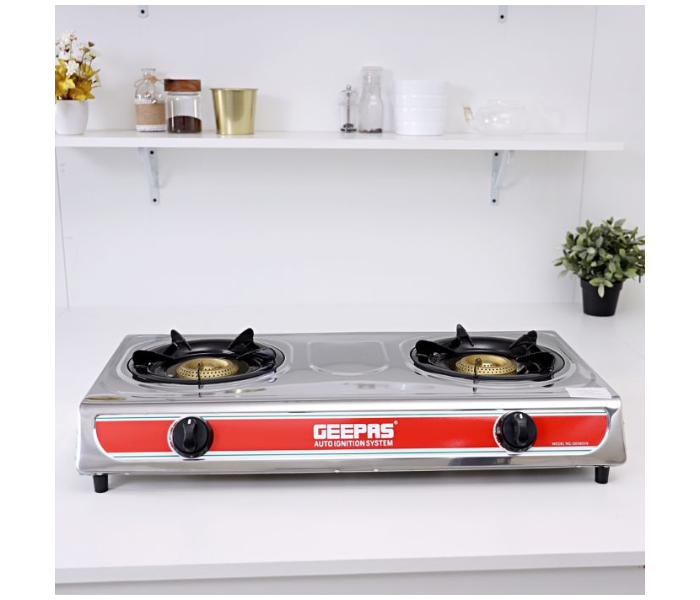 Geepas GGC31013 2 Burner Gas Stove - Silver - Zoom Image 1