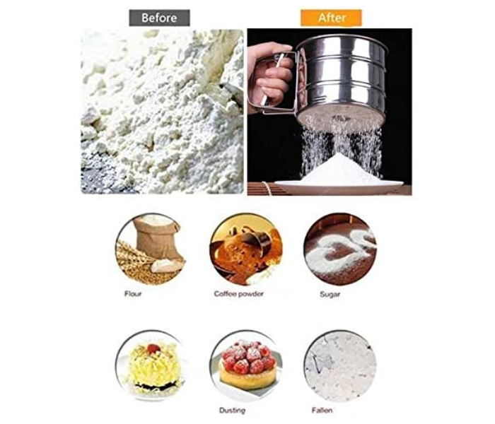 Single Layer Flour Sifter Sieve Stainless Steel Filter Baking Lacing Sugar Powder Strainer Baking Tools - Silver - Zoom Image 5