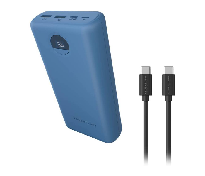 Powerology PPBCHA07-BU 30000mAh Power Bank with Charging Cable - Blue - Zoom Image