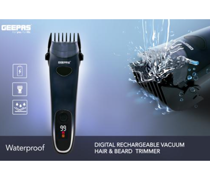 Geepas GTR56050 Digital Rechargeable Vacuum Hair and Beard Trimmer  - Black - Zoom Image 4