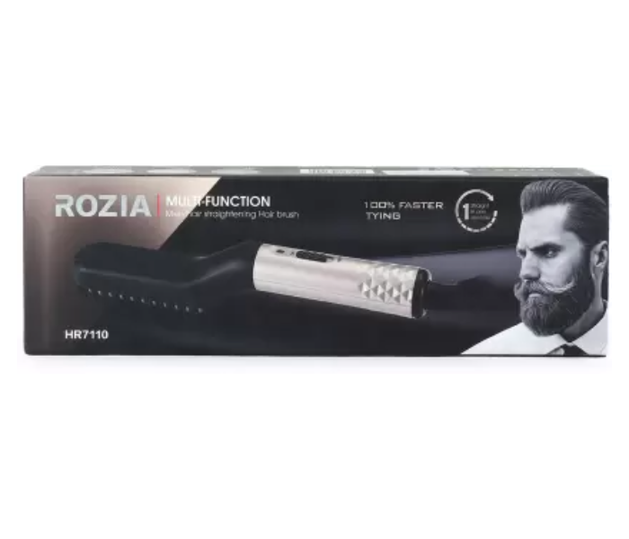 Rozia 2 in 1 Men's Beard and Hair Portable ionic Straightener Brush - Black and Gold - Zoom Image 5