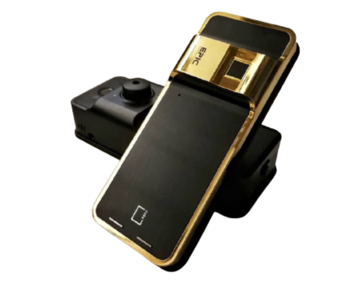 Epic ES-F700G Elegant Design 5 Way Operated Remote Controlled Fingerprint Digital Door Lock - Black and Gold - Zoom Image