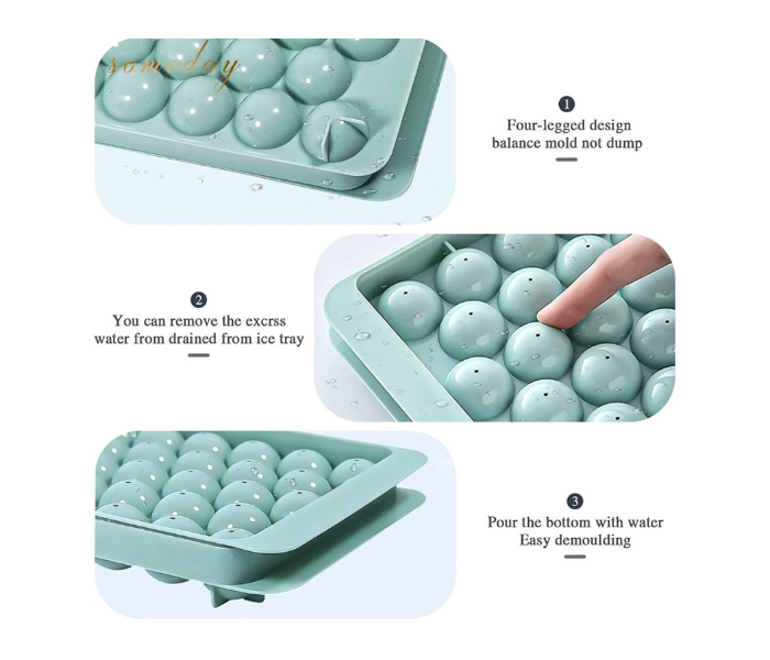 SARI 33 Grids Round Ice Cube Whiskey Ice Cube Molder Cube Maker Ball Mold Ice Mold Tray Ice Molder - BLUE - Zoom Image 4