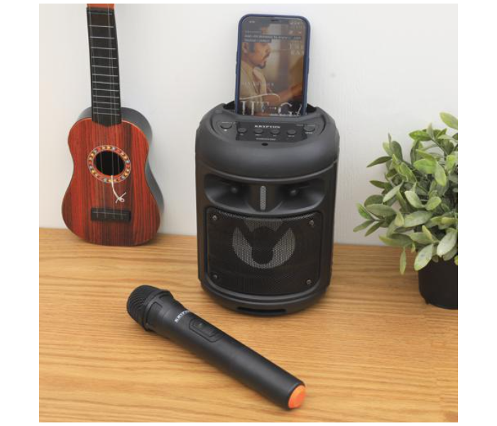 Krypton KNMS5392 1200mAh Portable Rechargeable Speaker with Wireless Mic - Black - Zoom Image 4