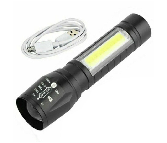 Set of 2 9000LED Mini Zoomable USB Rechargeable Flash Light - Black - Zoom Image 2