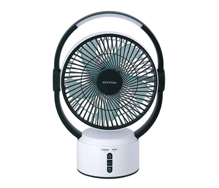 Krypton KNF6293 35 Watts Rechargeable Table Fan With 12 Piece Bright LED Light - Black and White - Zoom Image 2