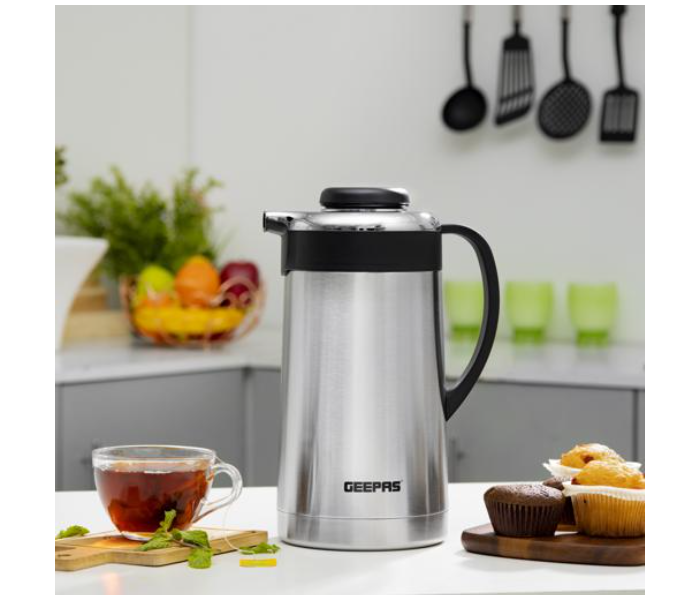 Geepas GVF27015 1 Litre Stainless Steel Vacuum Flask - Silver and Black - Zoom Image 2