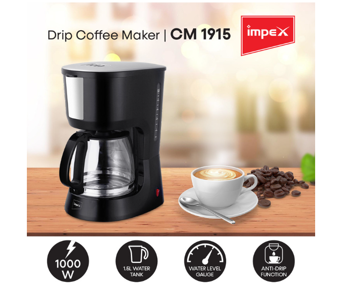 Impex CM 1915 1.5 Litre 1000 Watts Drip Coffee Maker - Black - Zoom Image 4