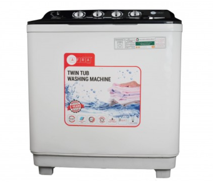 Afra AF-1061WMWB 450 Watts 10 Kg Twin Tub Top Load Semi-Automatic Washing Machine - White - Zoom Image 1