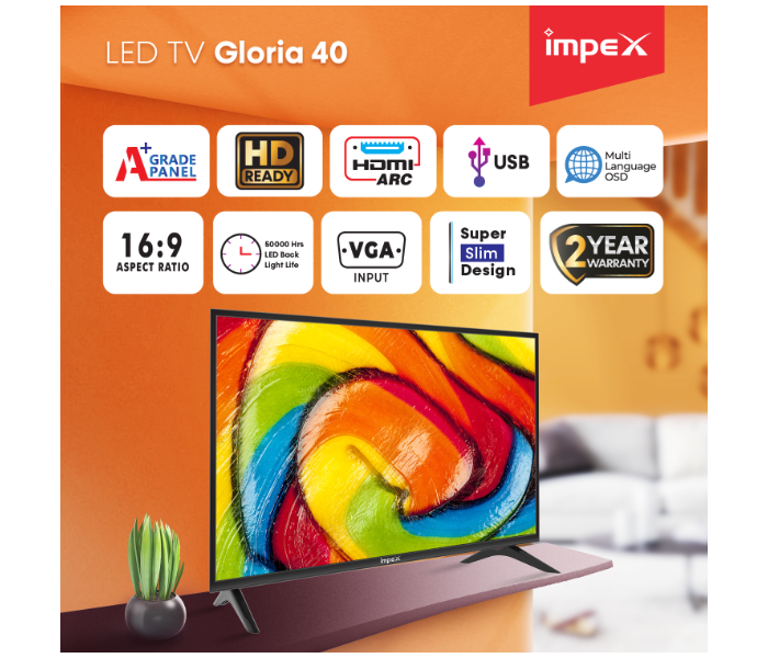 Impex GLORIA 40 Inch LED TV - Black - Zoom Image 2