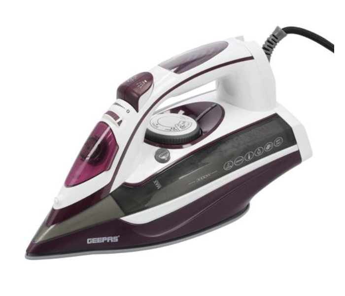 Geepas GSI24025 3000 Watts Ceramic Steam Iron Box - White and Purple - Zoom Image 1