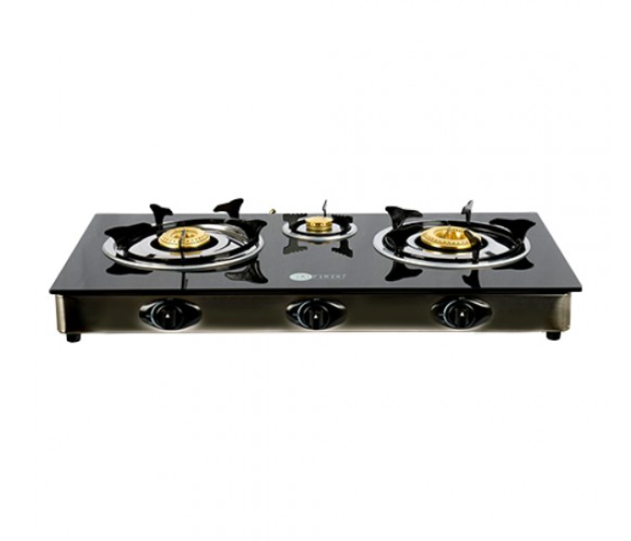 Afra AF-0003GSBK Three Burner Gas Stove - Black and Silver - Zoom Image 2