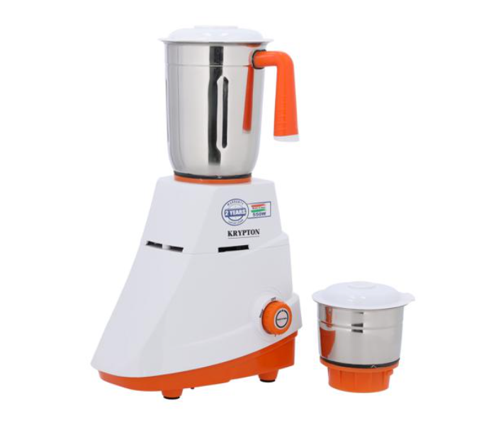 Krypton KNB6191 550 Watts 2 in 1 Mixer Grinder - White and Orange - Zoom Image 1