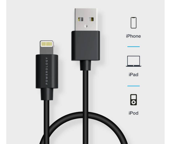 Powerology P12BLBK 1.2m PVC Lightning Cable - Black - Zoom Image 2