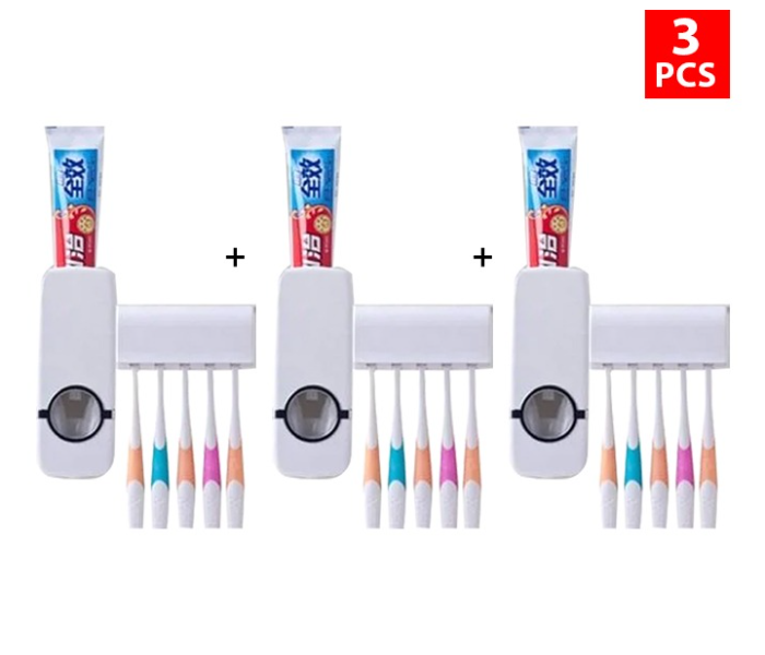 RMN JA154 Combo of 3 Pieces Toothpaste Dispenser - White - Zoom Image 1