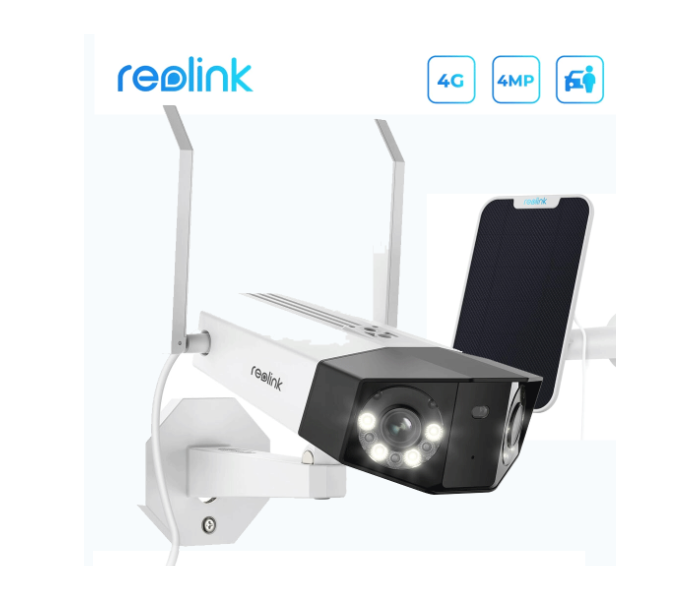 Reolink DUO 4G WITH SOLAR PANEL 4MP Wire-Free Wifi Home Security Camera With Solar Panle - Black and White - Zoom Image 1