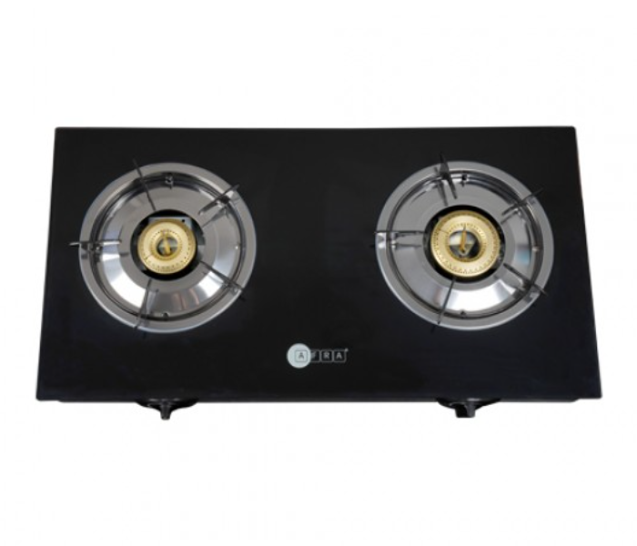 Afra AF-0002GSBK Two Burner Gas Stove - Black and Silver - Zoom Image 2