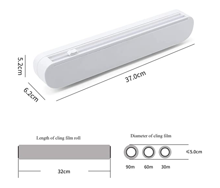 Generic Plastic Food Wrap Dispenser With Slide Cutter Adjustable Cling Film Cutter - Zoom Image 4