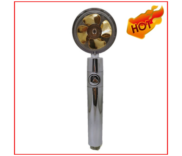 SARI 60 Degrees High Pressure Rotating Shower Head With Small Fan Rain Spary Nozzle - GOLD - Zoom Image 1