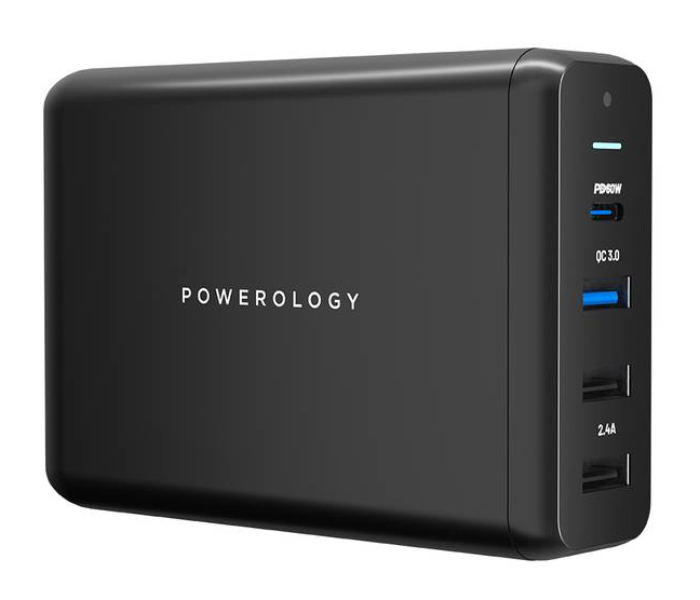 Powerology PWCUQC001 4-Port 75W Fast Charging Power Station - Black - Zoom Image 1