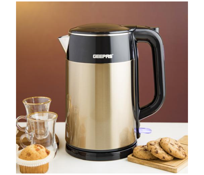 Geepas GK38052 1.7 Litre 1800 Watts Double Layer Electric Kettle - Silver and Black - Zoom Image 2