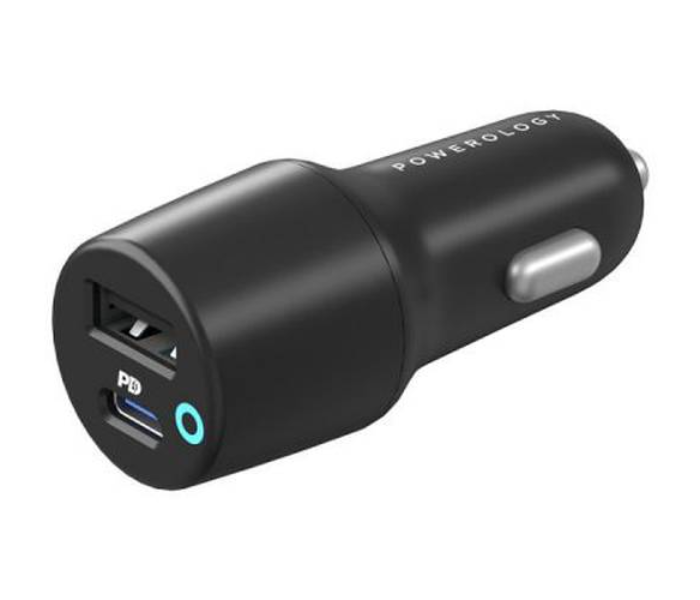 Powerology PCCSR004 PD 20W USB-A 12W Dual Port Car Charger - Black - Zoom Image 2