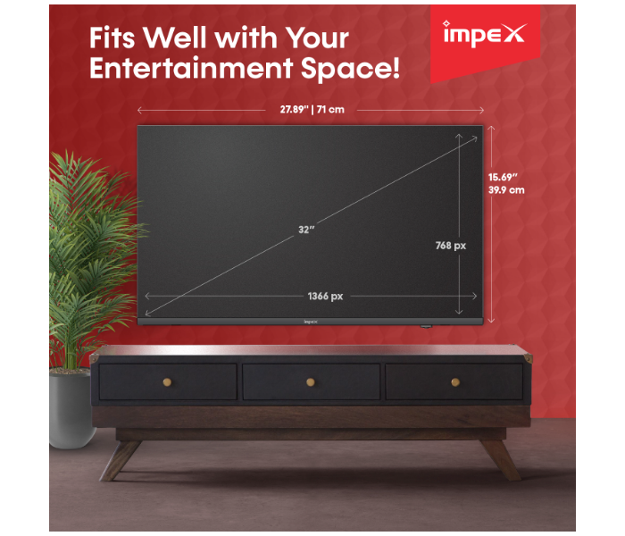 Impex GLORIA 32 HD LED TV 32 Inch - Black - Zoom Image 4