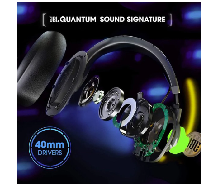 JBL QUANTUM100 Wired Over Ear Headphones - Black - Zoom Image 2