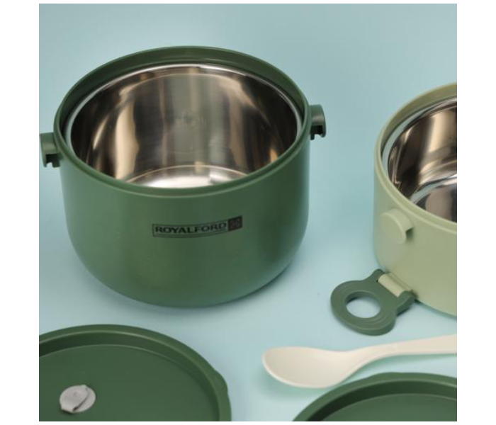 Royalford RF11105 1.6Litre Double Layer Stainless Steel Round Lunch Box - Green - Zoom Image 3