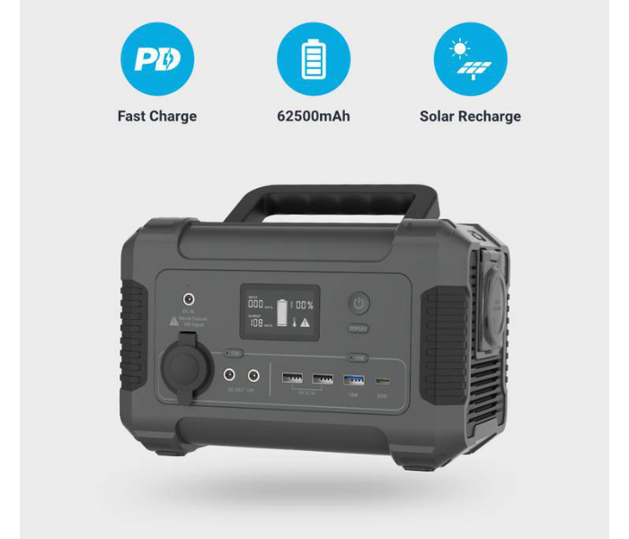 Powerology PPBCHA08 62500mAh 200W Portable Power Generator - Black - Zoom Image 1