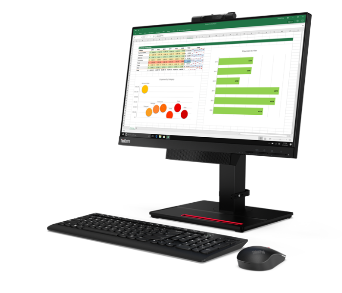 Lenovo 11GSPAT1UK ThinkCentre TIO22 21.5 Inch FHD In-Plane Switiching Monitor 6 ms 3in1 connection High Adjustment Pivot Stand with Integrated Speakers - Black - Zoom Image 3